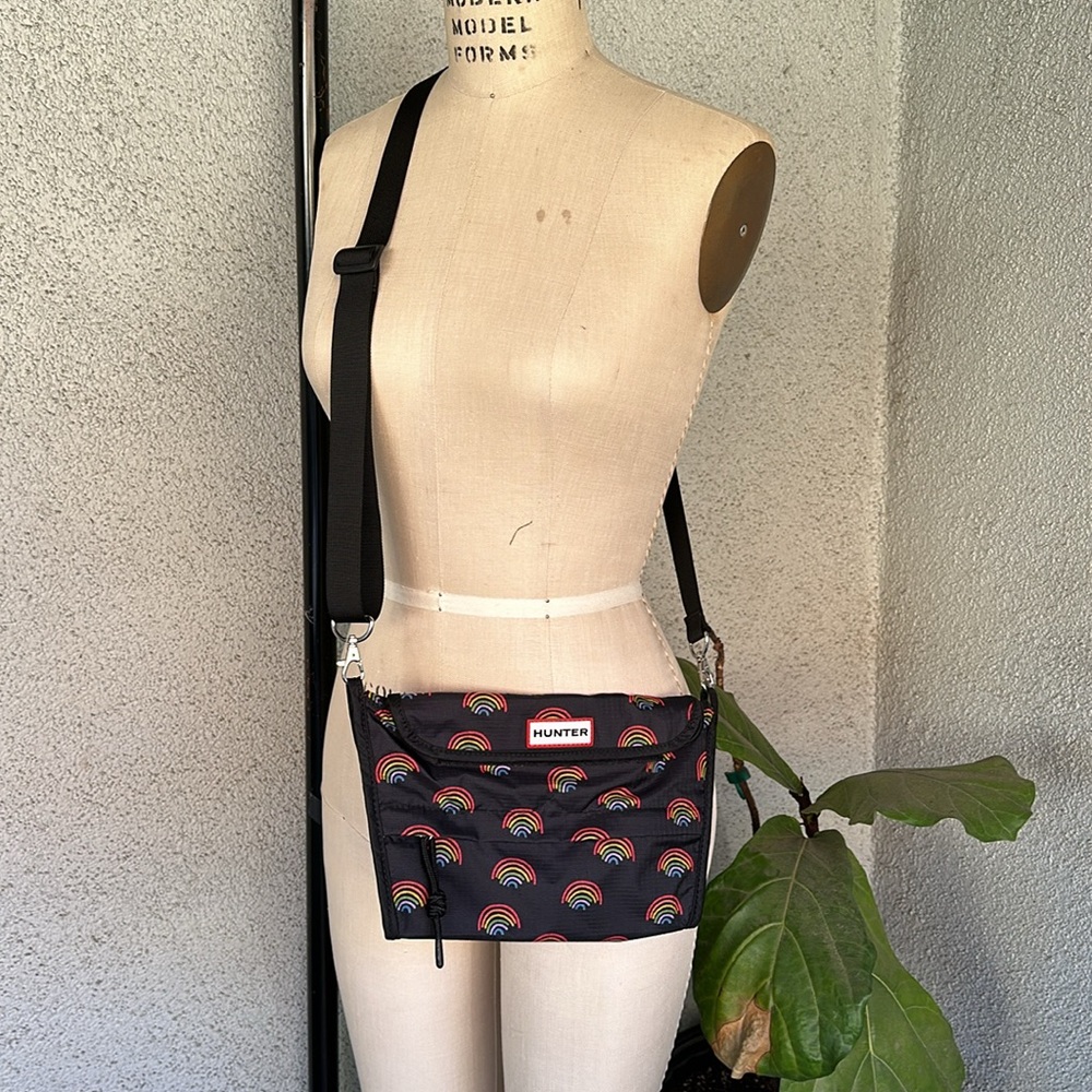 Hunter | Black & Rainbow Adjustable Nylon Crossbody Sling Bag